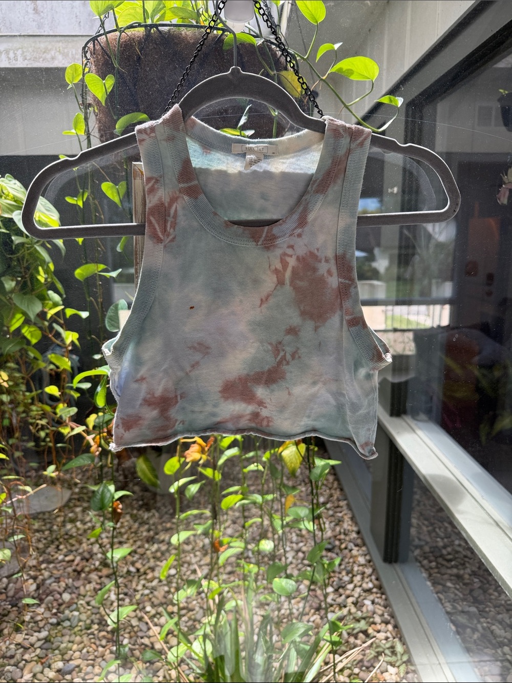 Full Tilt Tie-Dye Cropped Tank Top - Blue & Brown